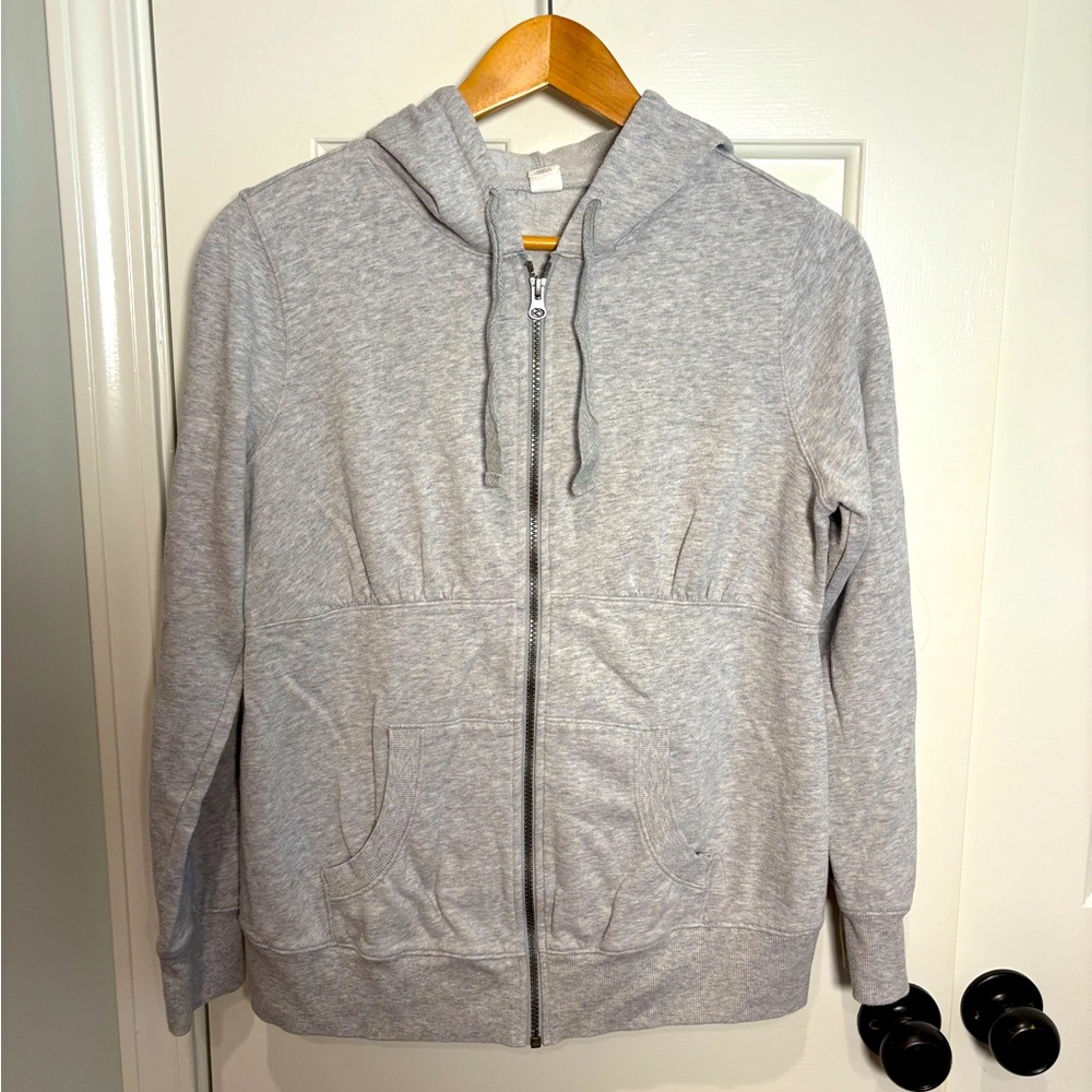 Old Navy Maternity Zip-Up Hooded Sweatshirt with Pockets, Grey, Medium